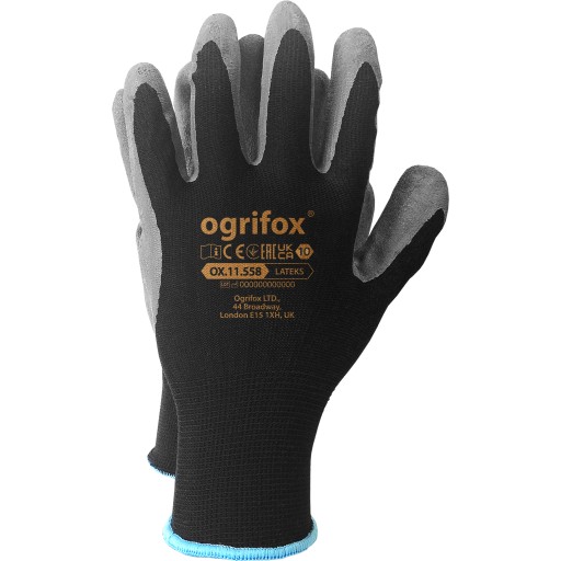 OCHRANNÉ PRACOVNÉ RUKAVICE S LATEXOVÝM POVRCHOM ČIERNA R.10