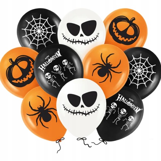 Halloweenske BALÓNKY Dekorácie Balóniky Tekvicové Pavúky - 10 ks
