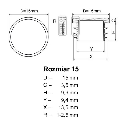 noha stoličky 15mm - POĽSKÝ VÝROBCA