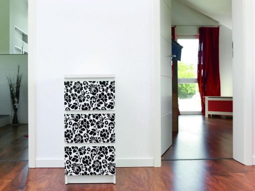 Samolepiaca fólia Dekoratívna nábytková dyha BAROKO BIELA A ČIERNA 45 cm DIY