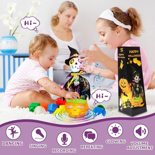 kostlivec INTERAKTÍVNA HRAČKA TANEČNÝ SPIEV REPRÍZY + LED HALLOWEEN