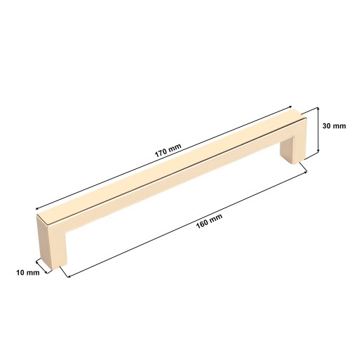 Štvorcová nábytková úchytka 160mm Zlatá + skrutky