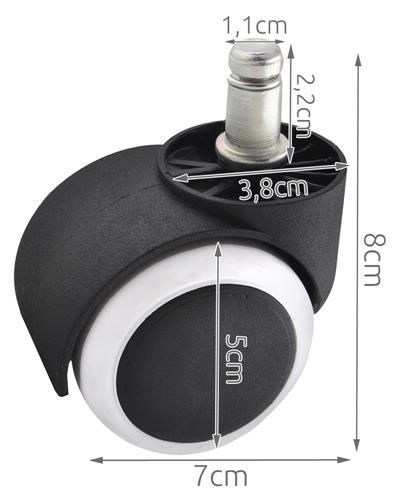GUMOVÉ KOLESÁ NA otočnú stoličku, 11 mm, 5 kusov