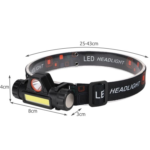 Výkonná COB LED čelovka 4v1 USB čelovka