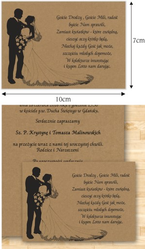 Vložky do svadobných pozvánok s riekankou EKO KRAFT 8 ks