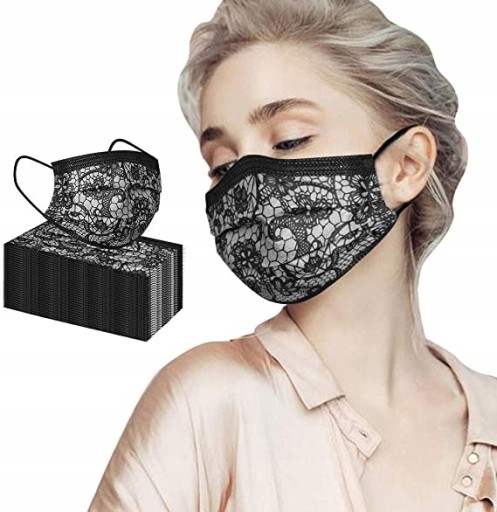 10 KS LACE BLACK MASK OCHRANNÁ MASKA