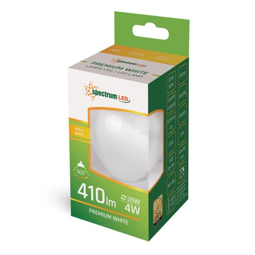 LED guľová žiarovka E-14 4W 4000K neutrálna biela