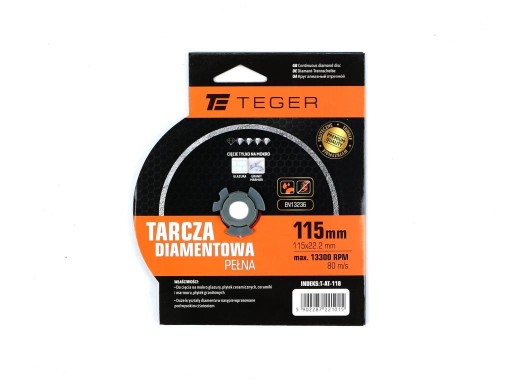 Diamantový kotúč na plné rezanie za mokra 115x22,23 mm TEGER