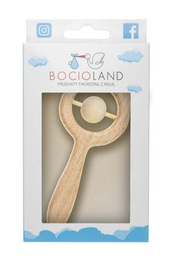 BOCIOLAND Drevená hrkálka na hryzátko