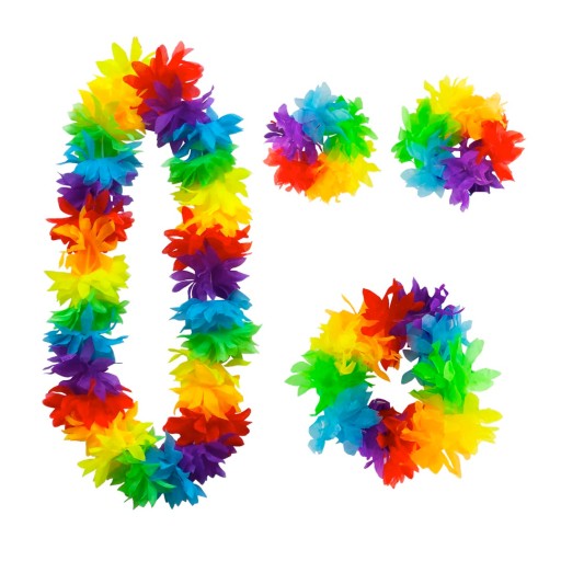Hawaiian kvetinový veniec náhrdelník Set Farebné Hawaii Party Birthday