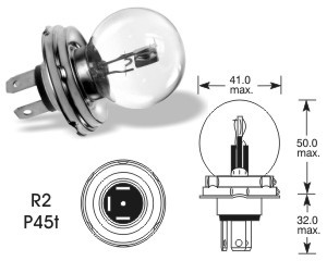 LUCAS HALOGÉNOVÁ ŽIAROVKA R2 12V 45/40 ASYMETR