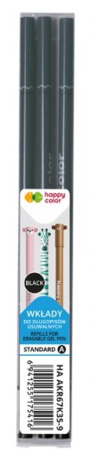 Zmazateľná náplň USZAKI Happy Color, 3 kusy, čierna