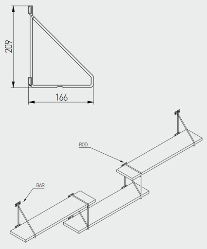 Support LOFT policové držiaky BAR Wall 209x166 izba obývačka kuchyňa GTV