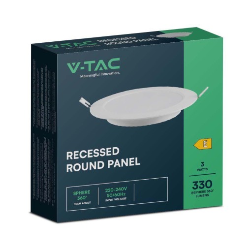 V-TAC LED panelové vstavané prémiové stropné svietidlo 3W okrúhle fi90 4000K 330lm