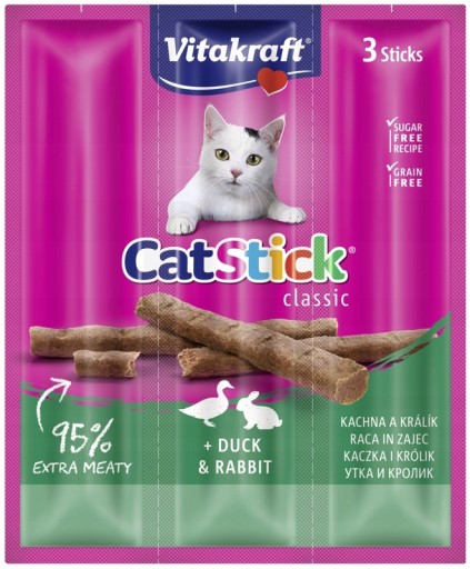 Pochúťka Vitakraft CatStick - kačica a králik 3 ks
