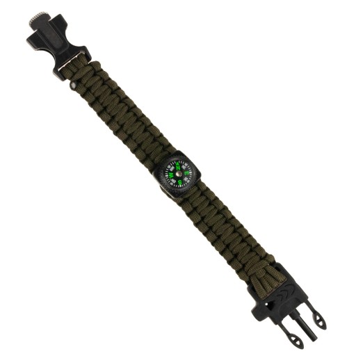 NÁRAMOK NA PREŽITIE 5 V 1 PÁSOVÝ KOMPAS FLINT ROPE BLADE LANO PARACORD