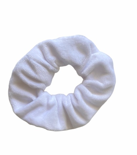 VELÚROVÁ STUHA NA VLASY SCRUNCHIES, BIELA