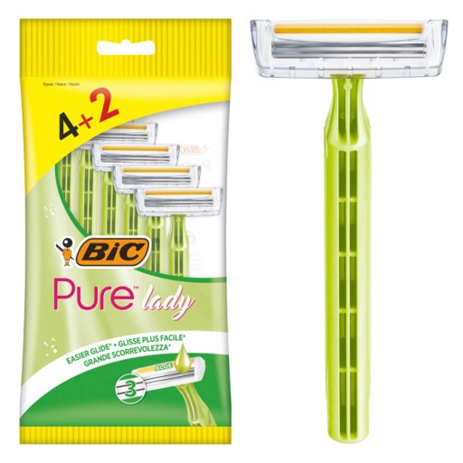 Jednorazové holiace strojčeky 6 kusov BIC PURE LADY GREEN 3 čepieľky pre ženy