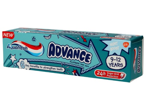 Mätová zubná pasta pre deti 9-12 rokov Advance Aquafresh 75 ml