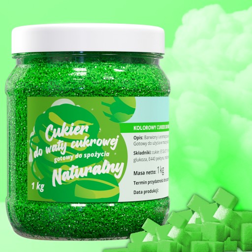 Farebný CUKOR NA PLÁVANIE CUKRU 1kg ZELENÁ cukrová vata
