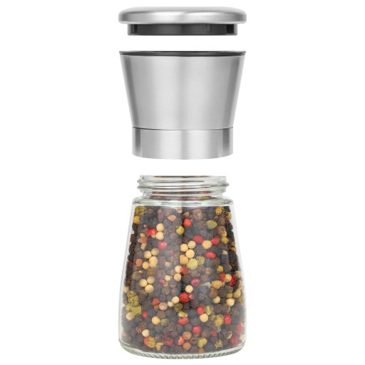 KERAMICKÝ MLÚČEK NA MLETIE SOĽI, PAPRÍ, KORENIA, 180ml, POUZDRO INOX