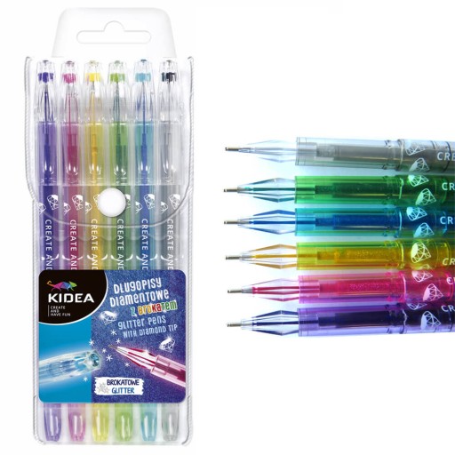 KIDEA diamantové perá s trblietkami - 6 farieb