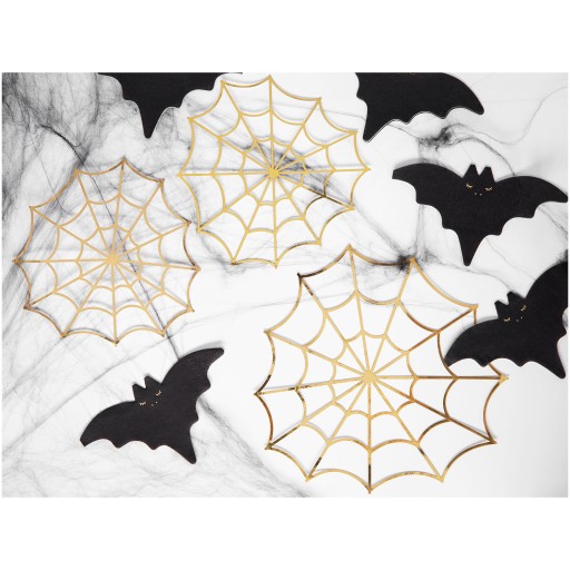 Halloweenske papierové ozdoby Zlaté pavučiny