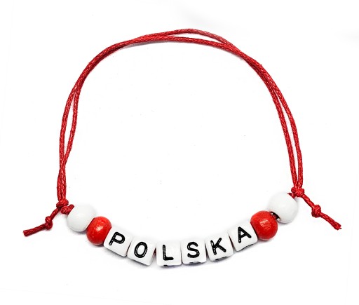 Náramok z korálikov POĽSKO Bielo-červený vlastenecký vejár