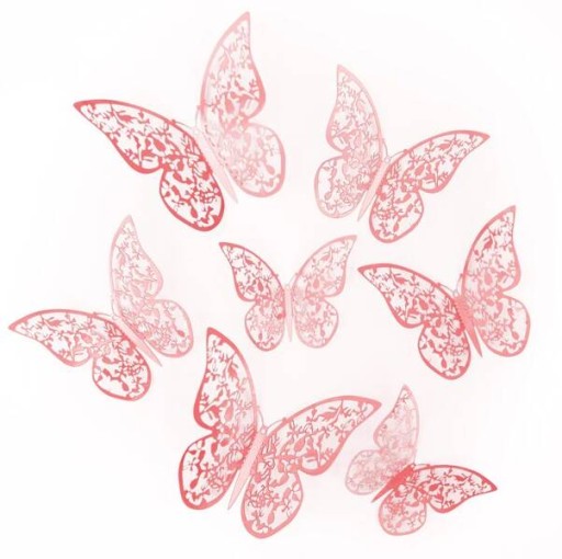 Ozdobné čipkované motýle rose gold rosegold 12 ks