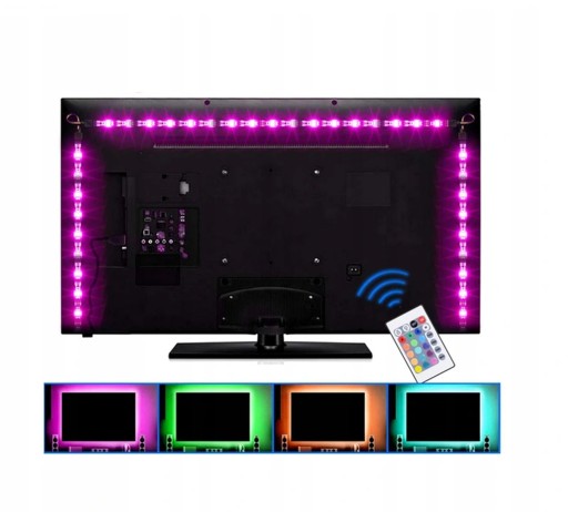 FAREBNÝ LED TV PÚH USB RGB LED PODSVIETENIE 3M 5V + LED DIAĽKOVÉ OVLÁDANIE