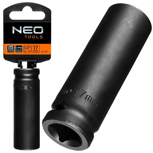 NEO HRUBÁ NÁRAZOVÁ ZÁSUVKA 1/2 DLHÁ NA KĽÚČ KOLIES 17MM CR-MO 12-317