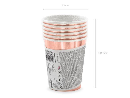 Párty papierové poháre rose gold 260 ml/6 ks