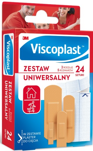 Univerzálna sada viskoplastových náplastí 24 kusov, 2 typy, 5 veľkostí