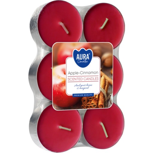 Voňavé SVIEČKY ČAJOVÉ SVIEČKY Vonné čajové sviečky 8H APPLE CINNAMON