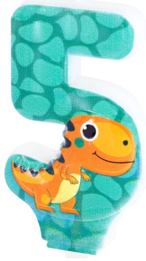 SVIEČKA ČÍSLO 5 PÄŤ OZDOBA NA TORTU DINOSAUR