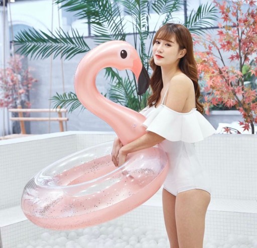 Nafukovací kruh Flamingo s trblietkami na bazén Pláž pre deti 70 cm