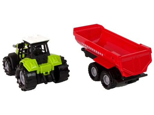 Zelený traktor s červeným zvukom prívesu