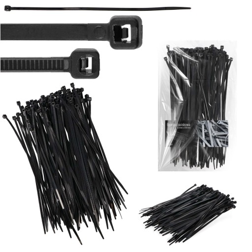 100x sťahovacie pásky Káblové pásky Zipsy 3,6 x 200 mm Silné UV sťahovacie pásky
