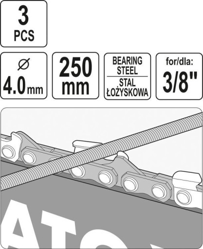 okrúhly pilník na brúsenie reťazí 4,0 mm 3ks Yato
