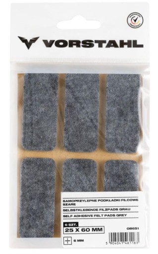 Samolepiace plstené podložky šedé 25x60mm balenie 6 ks - VORSTAHL
