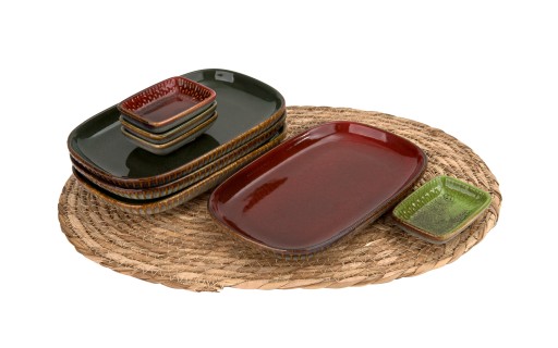 Obdĺžniková keramická miska 8 cm Ombres Deep Red