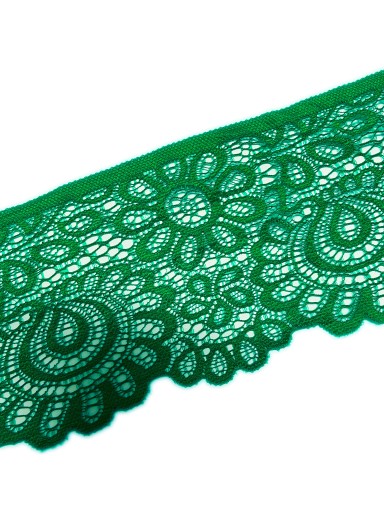 ŠTÝLOVÁ OZDOBNÁ ČIPKA 8CM, ELASTICKÁ, ZELENÁ