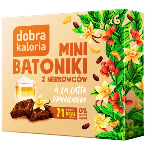 DOBRÉ KALÓRIE Tyčinky Mini káva Latte Vanilková káva bez cukru snack