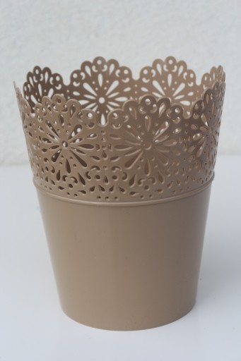 Obal na kvetináč, miska, 145mm, CAPPUCCINO KRAJKA2