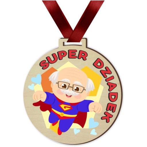 Tlačená MEDAILA DEŇ STARÝCH RODIČOV super dedko DARČEK STUHA
