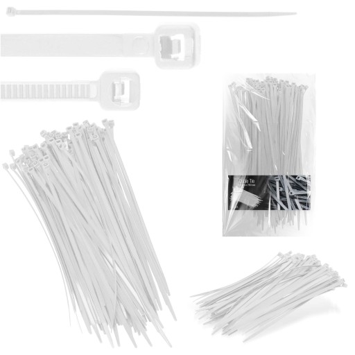 100x sťahovacie pásky Káblové pásky Zipsy 4,8 x 250 mm Silné UV sťahovacie pásky