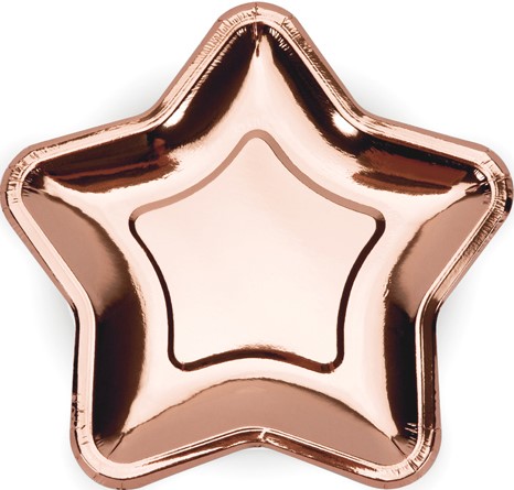 Papierové taniere STARS rose gold rose gold 18 cm 6 ks k narodeninám