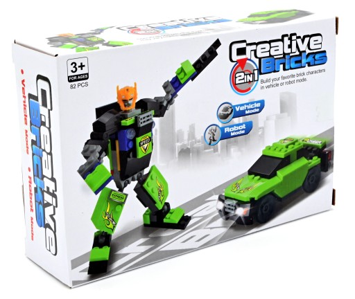 ROBOT AUTO 2V1 STAVEBNÉ BLOKY RÔZNE FARBY