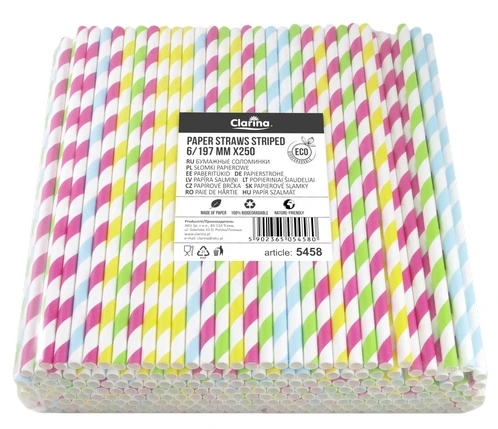 Aku Clarina slamky 197mm fi6 250ks Eco STRIPES!