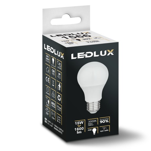 E27 LED žiarovka 15W = 120W SMD 3000K teplá Premium LEDLUX nebliká
